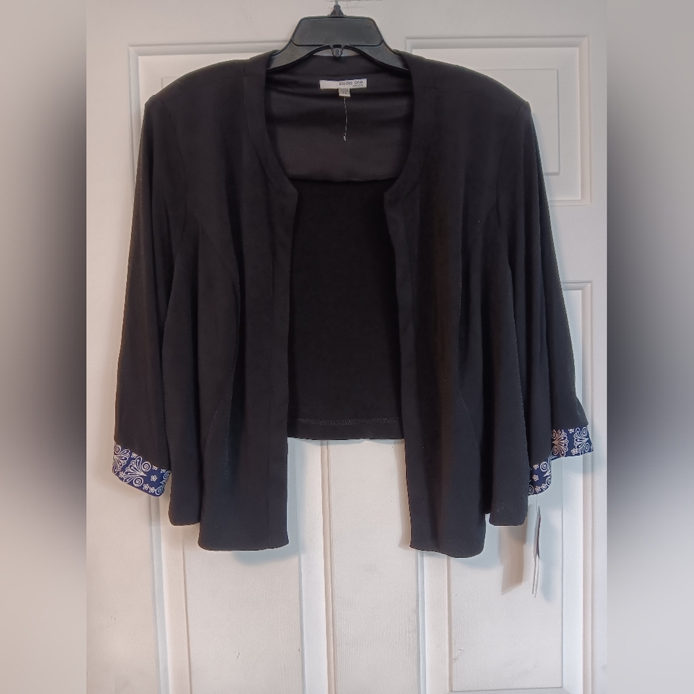 Studio One New York Dress Jacket Blue Black Size 2X